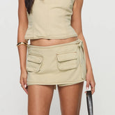 LIZAKOSHT  -  Women Summer Denim Skorts Casual Drawstring Mini Jeans Skirt for Beach Vacation Club Streetwear Y2K Aesthetic Clothes